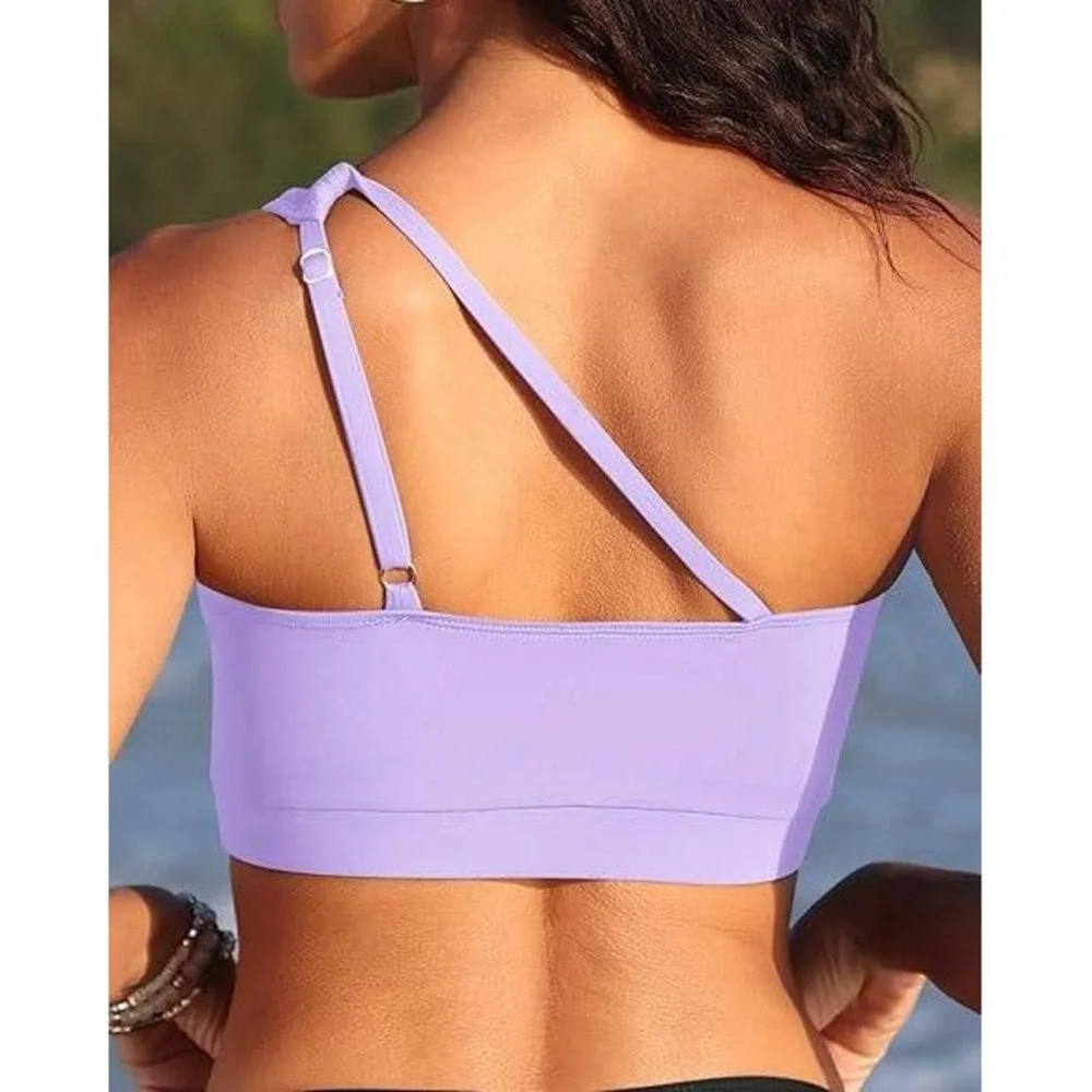 MSRP $26 Talisea Women's M Lavender One‎ Shoulder Bikini Top - Keyhole Swim Tops